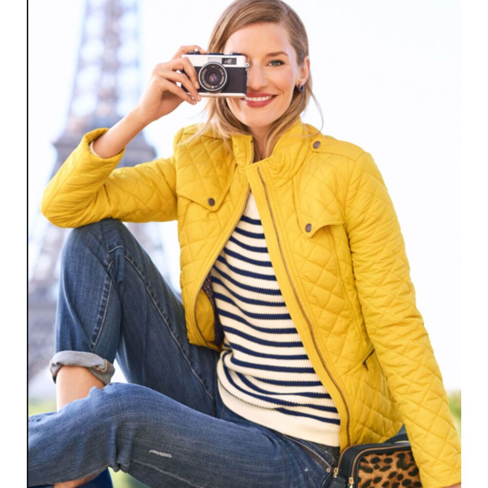 Talbots Sunny Yellow Quilted Jacket, Large